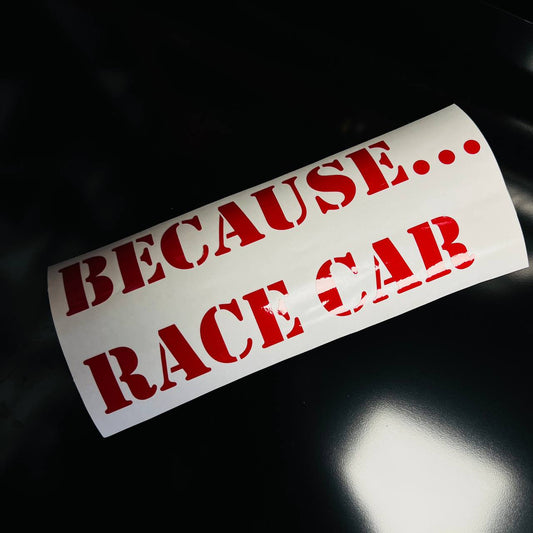 "BECAUSE...RACE CAR" Vinyl Sticker